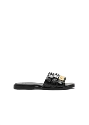 Sue traple falt mule crinkle sandal Black D1020003 Ganni 